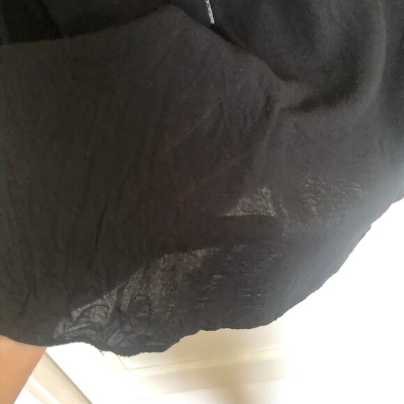 Philosophy Black Sheer Faux Leather Trim Blouse Large Long Sleeve Minimalist - Picture 6 of 10